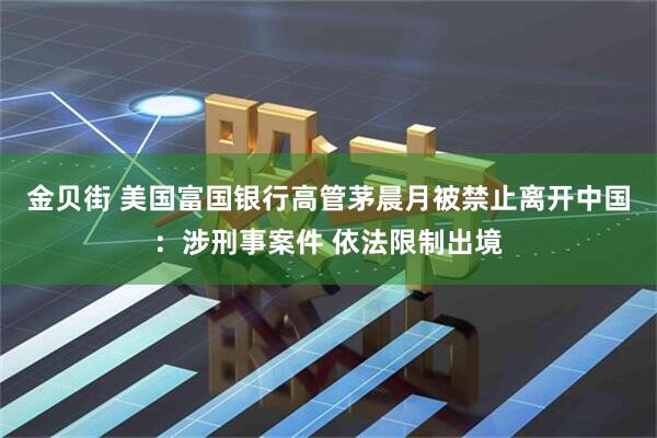 金贝街 美国富国银行高管茅晨月被禁止离开中国：涉刑事案件 依法限制出境