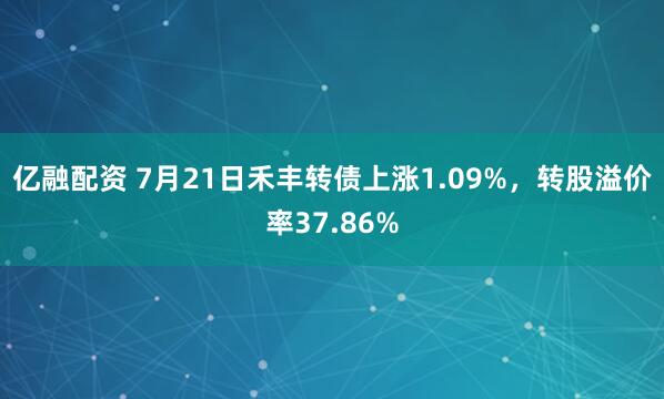 亿融配资 7月21日禾丰转债上涨1.09%，转股溢价率37.86%